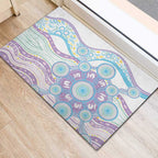 Australian Indigenous Aboriginal Art Rubber Doormat Vivid Pastel Pink Teal