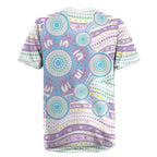 Australian Indigenous Aboriginal Art Rugby Jersey Vivid Pastel Pink Teal