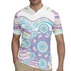 Australian Indigenous Aboriginal Art Rugby Jersey Vivid Pastel Pink Teal