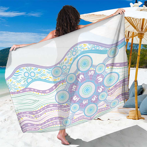 Australian Indigenous Aboriginal Art Sarong Vivid Pastel Pink Teal