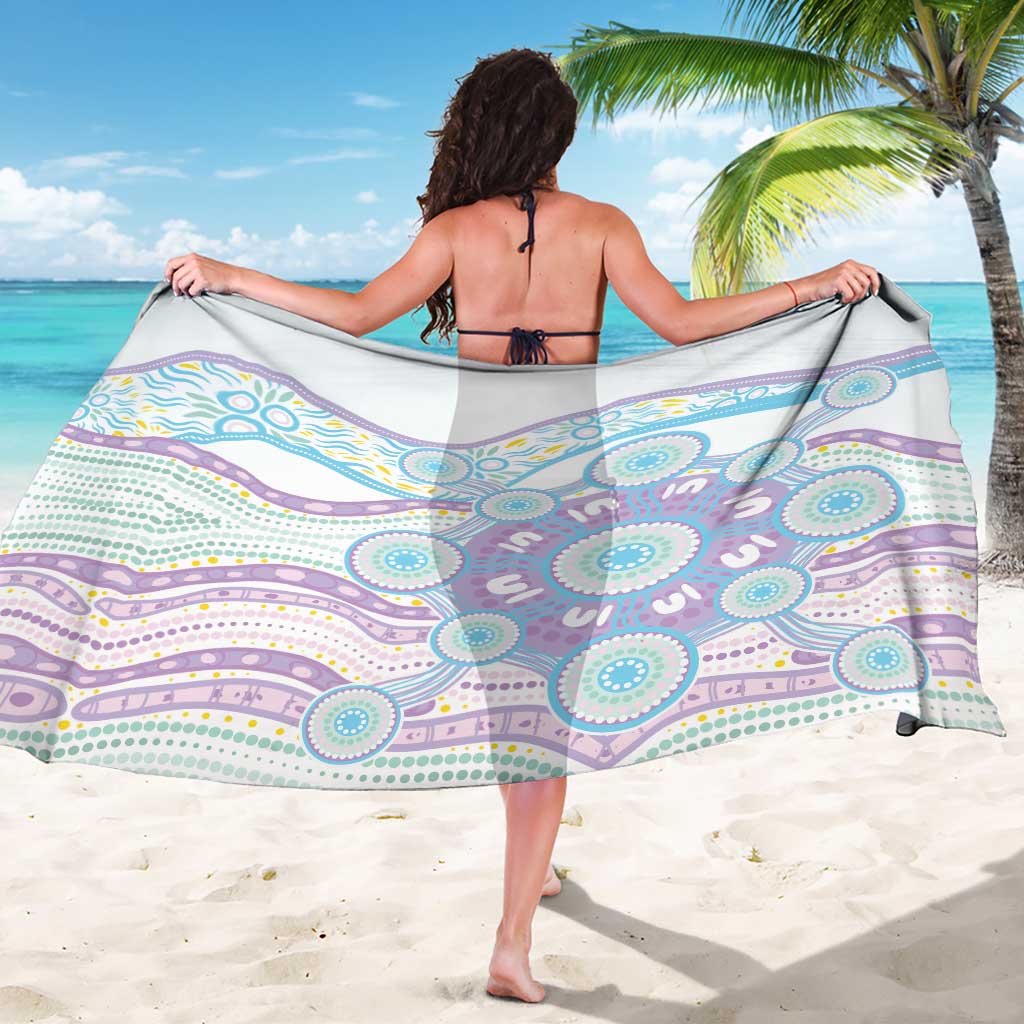 Australian Indigenous Aboriginal Art Sarong Vivid Pastel Pink Teal