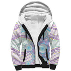 Australian Indigenous Aboriginal Art Sherpa Hoodie Vivid Pastel Pink Teal