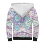 Australian Indigenous Aboriginal Art Sherpa Hoodie Vivid Pastel Pink Teal