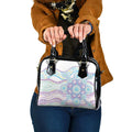 Australian Indigenous Aboriginal Art Shoulder Handbag Vivid Pastel Pink Teal