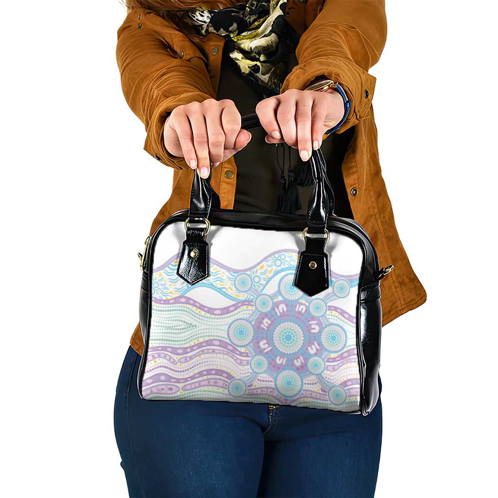 Australian Indigenous Aboriginal Art Shoulder Handbag Vivid Pastel Pink Teal