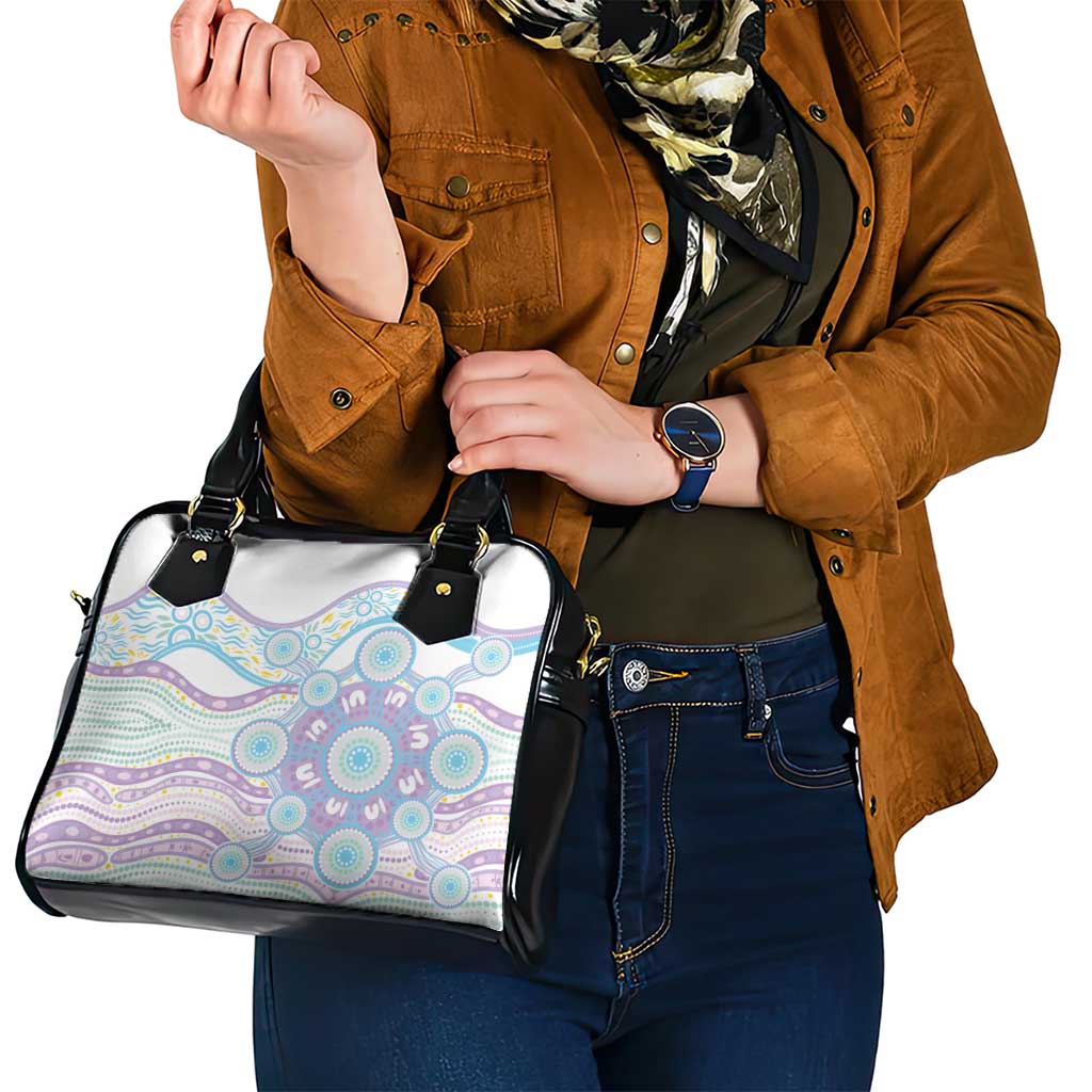 Australian Indigenous Aboriginal Art Shoulder Handbag Vivid Pastel Pink Teal