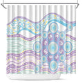 Australian Indigenous Aboriginal Art Shower Curtain Vivid Pastel Pink Teal