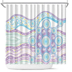 Australian Indigenous Aboriginal Art Shower Curtain Vivid Pastel Pink Teal