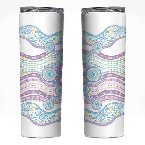 Australian Indigenous Aboriginal Art Skinny Tumbler Vivid Pastel Pink Teal