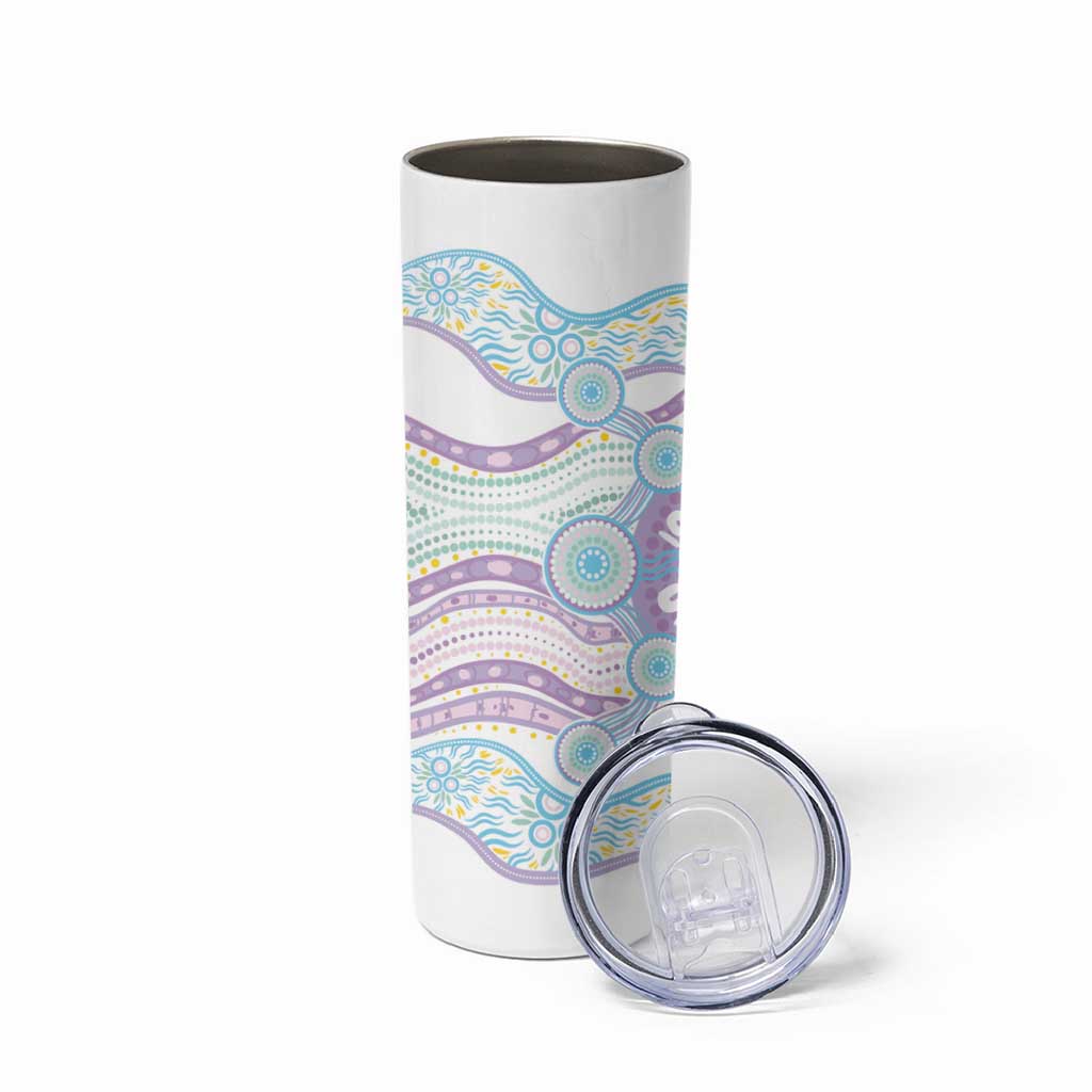 Australian Indigenous Aboriginal Art Skinny Tumbler Vivid Pastel Pink Teal