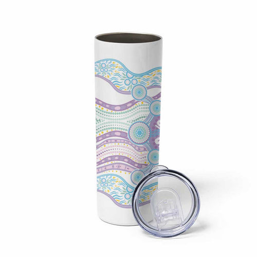 Australian Indigenous Aboriginal Art Skinny Tumbler Vivid Pastel Pink Teal