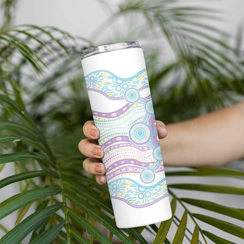 Australian Indigenous Aboriginal Art Skinny Tumbler Vivid Pastel Pink Teal