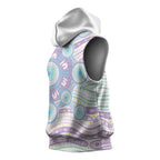 Australian Indigenous Aboriginal Art Sleeveless Hoodie Vivid Pastel Pink Teal