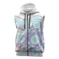 Australian Indigenous Aboriginal Art Sleeveless Zip Hoodie Vivid Pastel Pink Teal