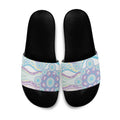Australian Indigenous Aboriginal Art Slide Sandals Vivid Pastel Pink Teal