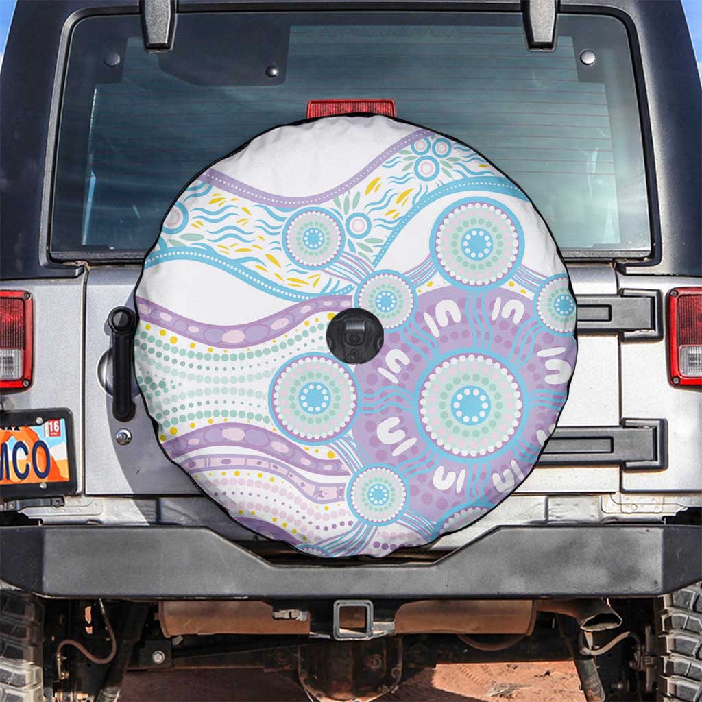Australian Indigenous Aboriginal Art Spare Tire Cover Vivid Pastel Pink Teal