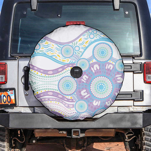 Australian Indigenous Aboriginal Art Spare Tire Cover Vivid Pastel Pink Teal