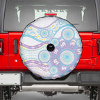 Australian Indigenous Aboriginal Art Spare Tire Cover Vivid Pastel Pink Teal