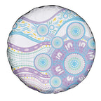 Australian Indigenous Aboriginal Art Spare Tire Cover Vivid Pastel Pink Teal