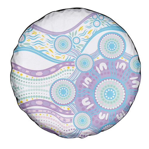 Australian Indigenous Aboriginal Art Spare Tire Cover Vivid Pastel Pink Teal