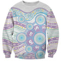 Australian Indigenous Aboriginal Art Sweatshirt Vivid Pastel Pink Teal