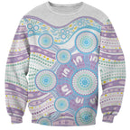 Australian Indigenous Aboriginal Art Sweatshirt Vivid Pastel Pink Teal