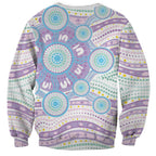Australian Indigenous Aboriginal Art Sweatshirt Vivid Pastel Pink Teal