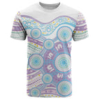 Australian Indigenous Aboriginal Art T Shirt Vivid Pastel Pink Teal