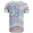 Australian Indigenous Aboriginal Art T Shirt Vivid Pastel Pink Teal
