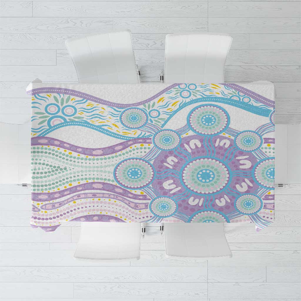 Australian Indigenous Aboriginal Art Tablecloth Vivid Pastel Pink Teal