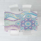 Australian Indigenous Aboriginal Art Tablecloth Vivid Pastel Pink Teal