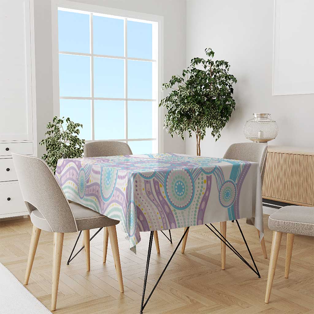 Australian Indigenous Aboriginal Art Tablecloth Vivid Pastel Pink Teal