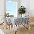 Australian Indigenous Aboriginal Art Tablecloth Vivid Pastel Pink Teal