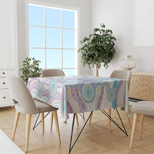 Australian Indigenous Aboriginal Art Tablecloth Vivid Pastel Pink Teal