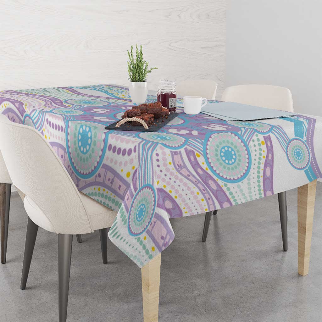 Australian Indigenous Aboriginal Art Tablecloth Vivid Pastel Pink Teal