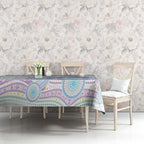 Australian Indigenous Aboriginal Art Tablecloth Vivid Pastel Pink Teal