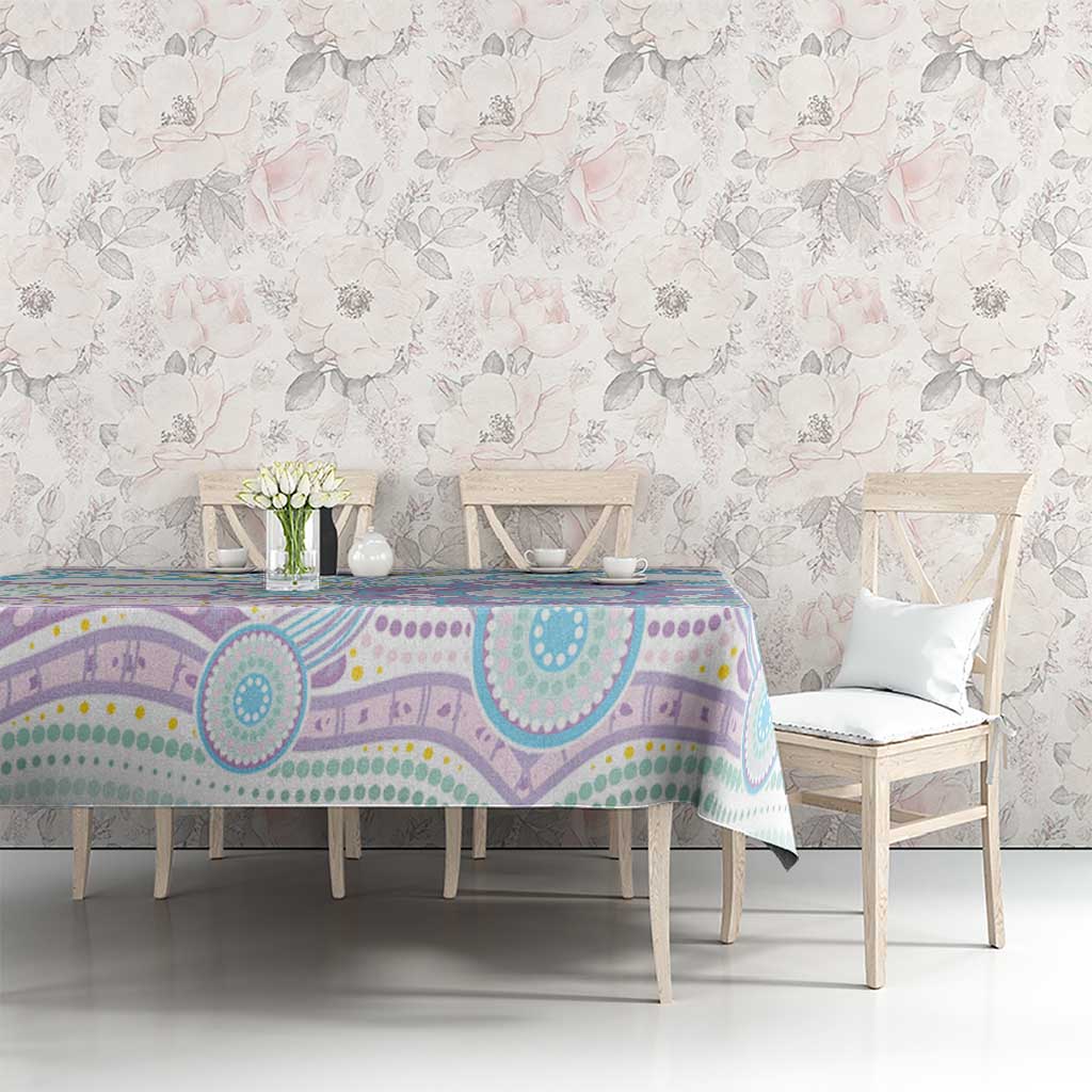 Australian Indigenous Aboriginal Art Tablecloth Vivid Pastel Pink Teal