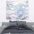 Australian Indigenous Aboriginal Art Tapestry Vivid Pastel Pink Teal