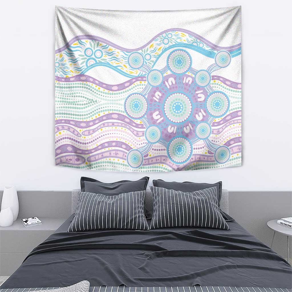 Australian Indigenous Aboriginal Art Tapestry Vivid Pastel Pink Teal
