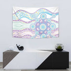 Australian Indigenous Aboriginal Art Tapestry Vivid Pastel Pink Teal