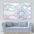 Australian Indigenous Aboriginal Art Tapestry Vivid Pastel Pink Teal