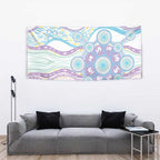 Australian Indigenous Aboriginal Art Tapestry Vivid Pastel Pink Teal