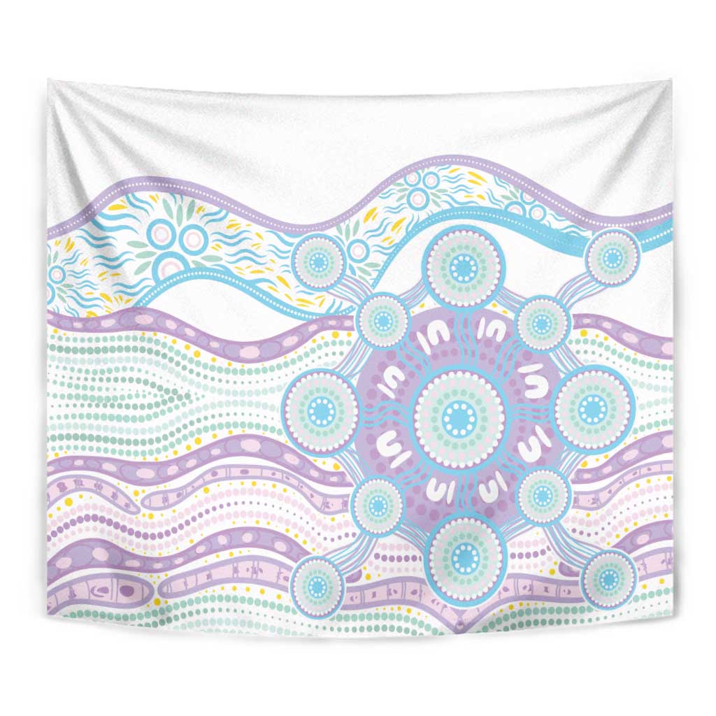 Australian Indigenous Aboriginal Art Tapestry Vivid Pastel Pink Teal