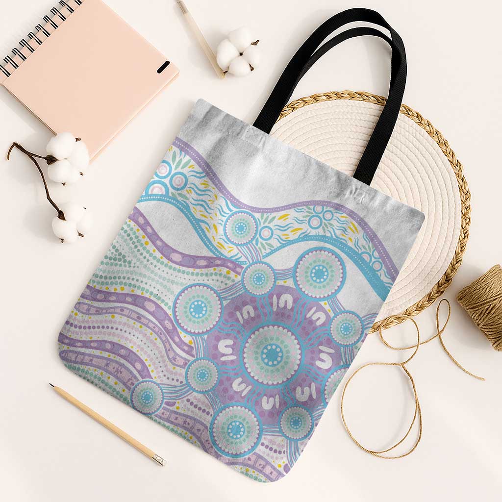 Australian Indigenous Aboriginal Art Tote Bag Vivid Pastel Pink Teal