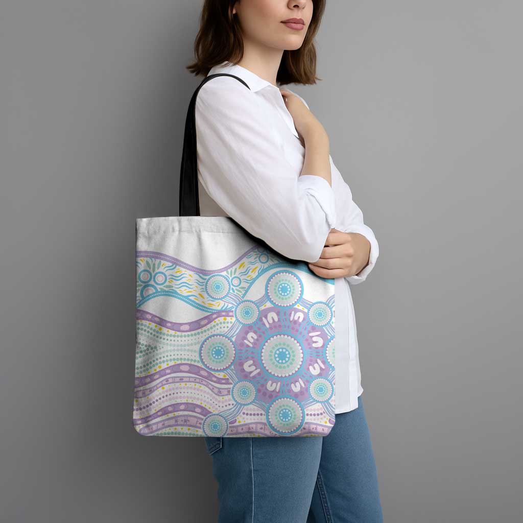 Australian Indigenous Aboriginal Art Tote Bag Vivid Pastel Pink Teal