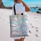 Australian Indigenous Aboriginal Art Tote Bag Vivid Pastel Pink Teal