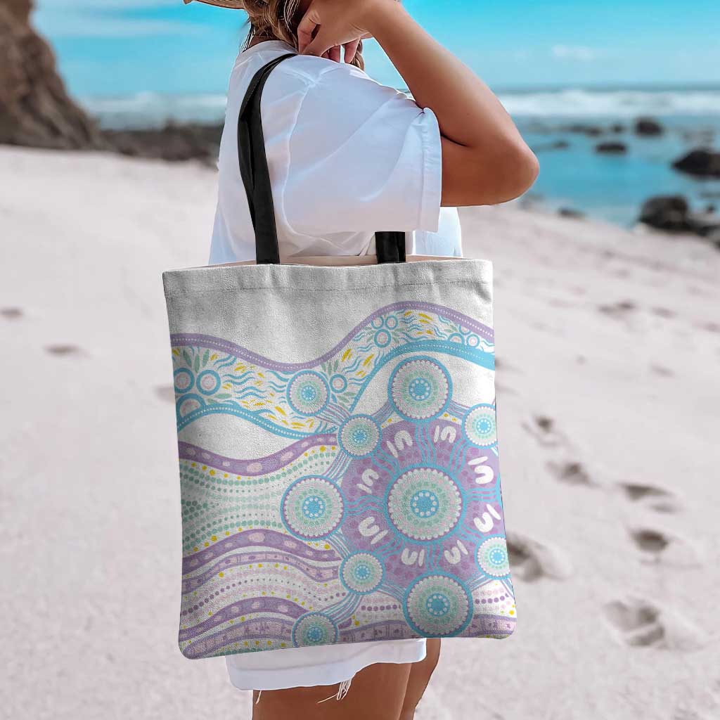 Australian Indigenous Aboriginal Art Tote Bag Vivid Pastel Pink Teal