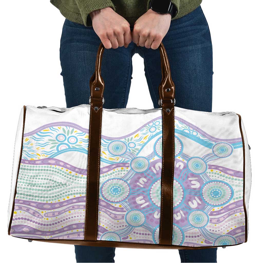 Australian Indigenous Aboriginal Art Travel Bag Vivid Pastel Pink Teal