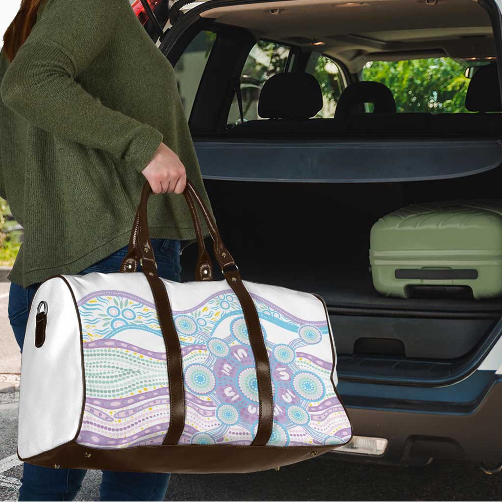 Australian Indigenous Aboriginal Art Travel Bag Vivid Pastel Pink Teal