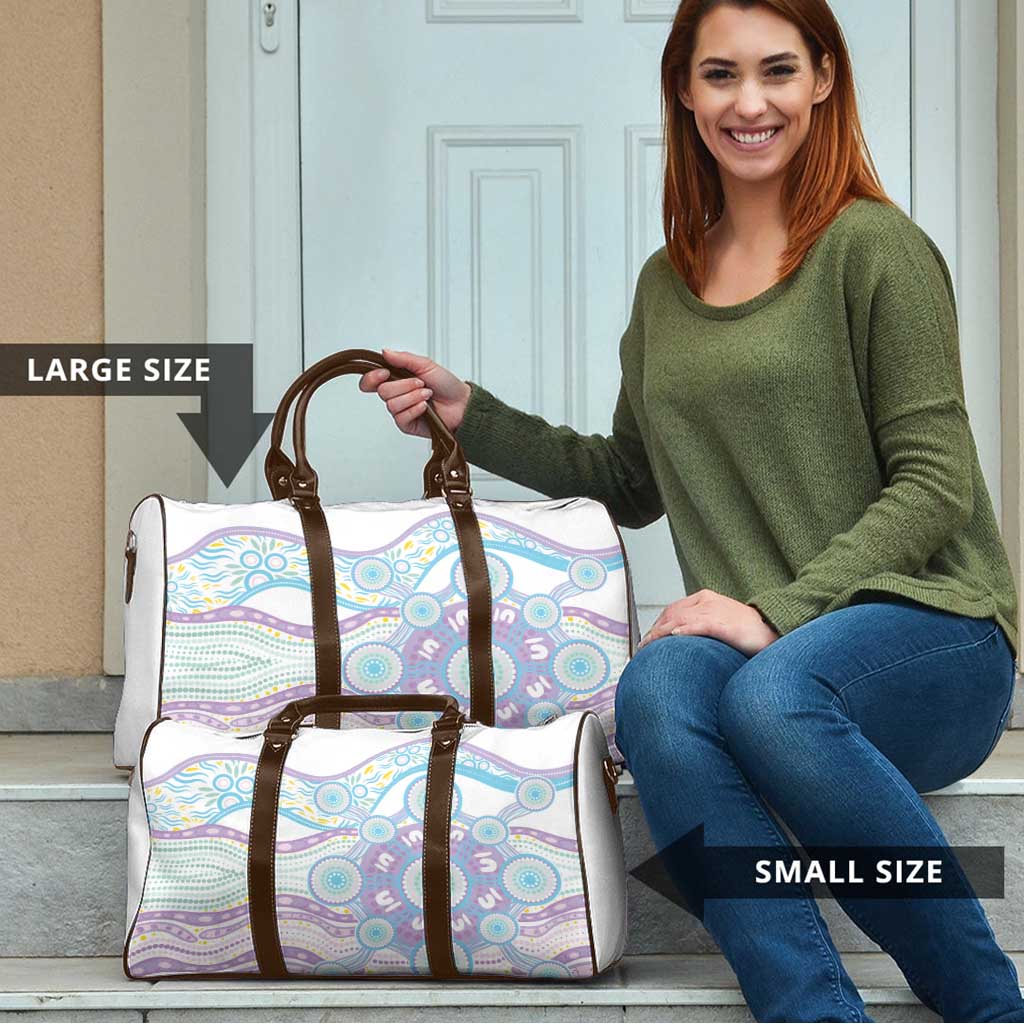 Australian Indigenous Aboriginal Art Travel Bag Vivid Pastel Pink Teal